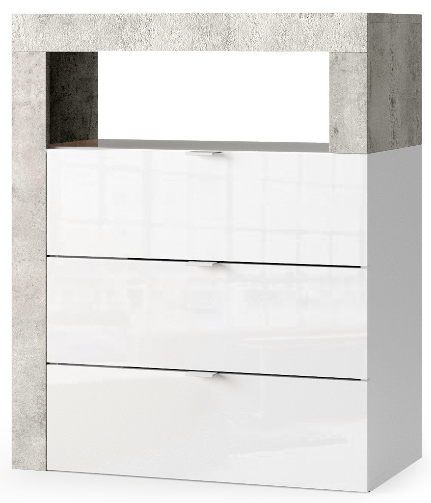 Benvenuto Design Hamburg HG Wit   Beton Badkamerkast 3-Lades Laag