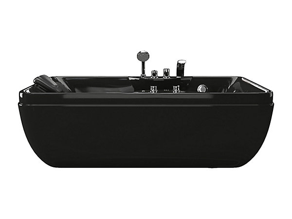 Baignoire balnéo - 150 x 75 x 54,5 cm - Noire - Angle droit - 1 place - 140L - GAVINO