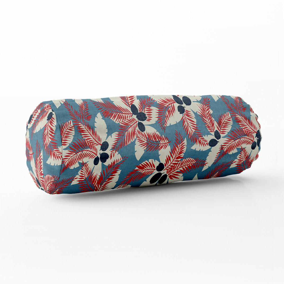 - Coussin traversin tropical polyester bleu 40x15cm
