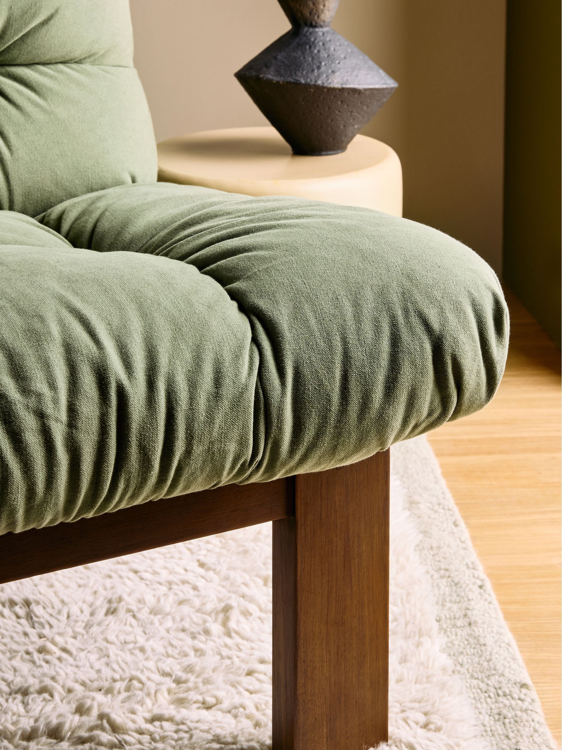Fran Accent Chair in Olive Green Cotton Linen Blend