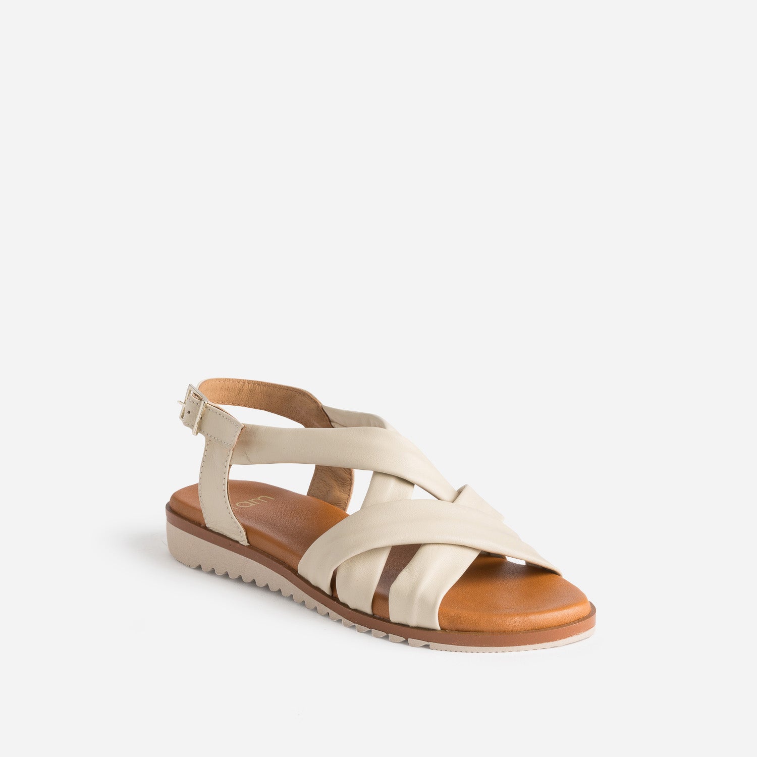 Sandale beige clair en cuir souple éco-conçu