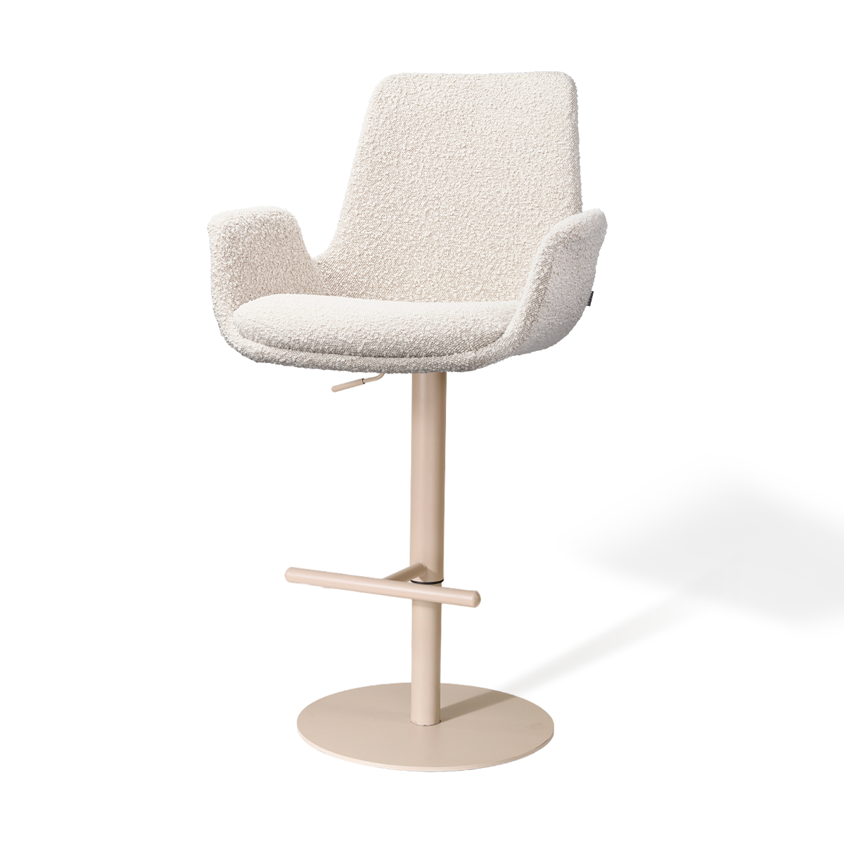 Nolon Niva-Eef tulp barkruk bouclé beige verstelbaar - beige poten