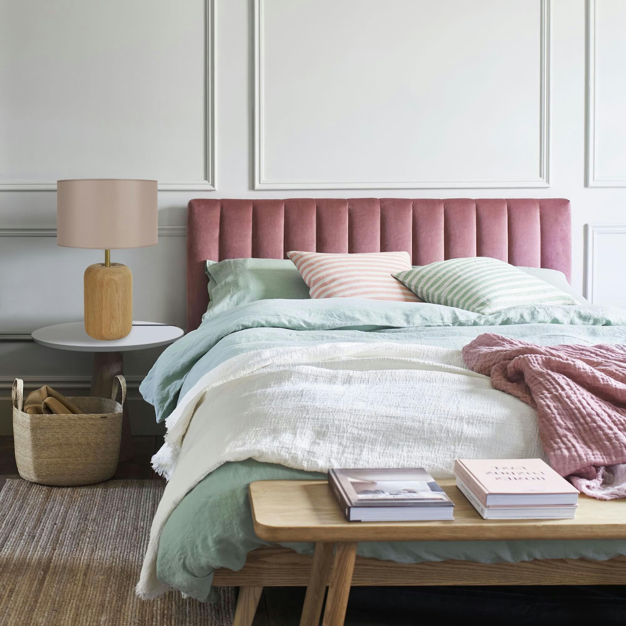 GUSTTAVO I - Lampe a poser bois naturel et taupe