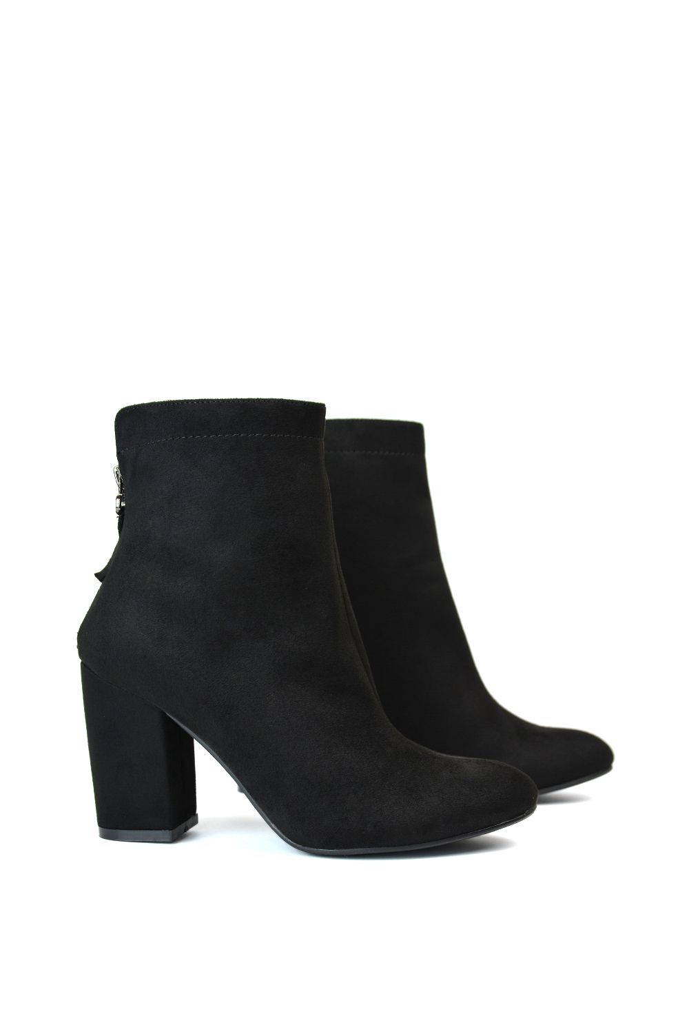 XY London Evia' Zip-Up Mid Block Heel Sock Ankle Boots