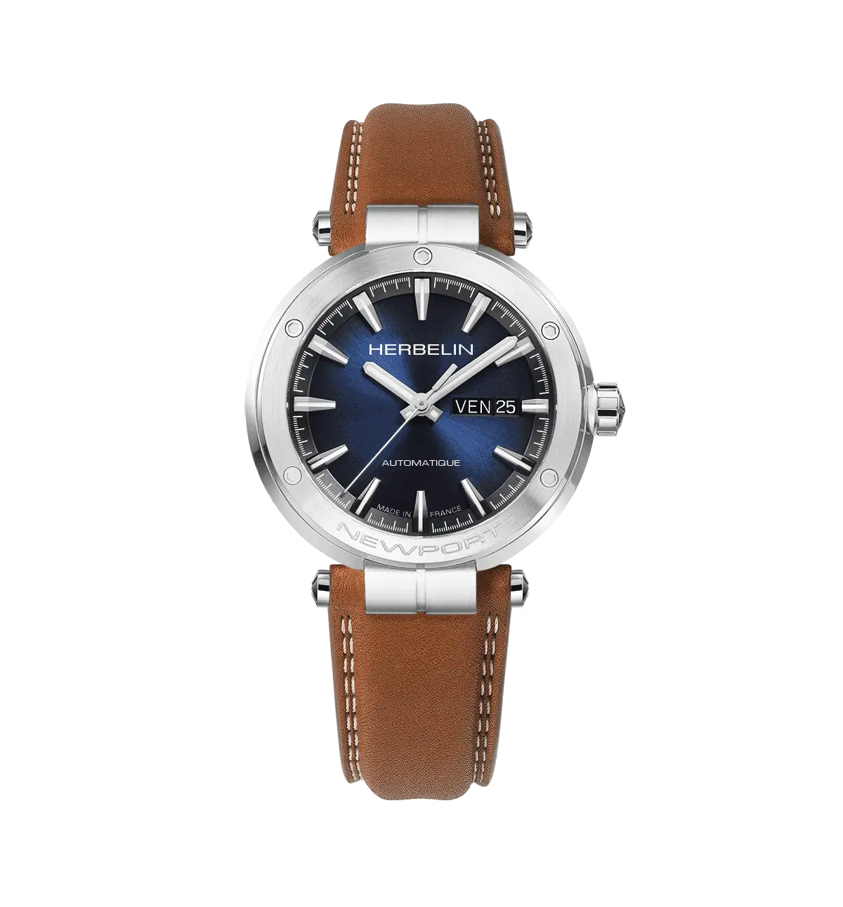 NEWPORT – AUTOMATIQUE – BLEU & CUIR CAMEL