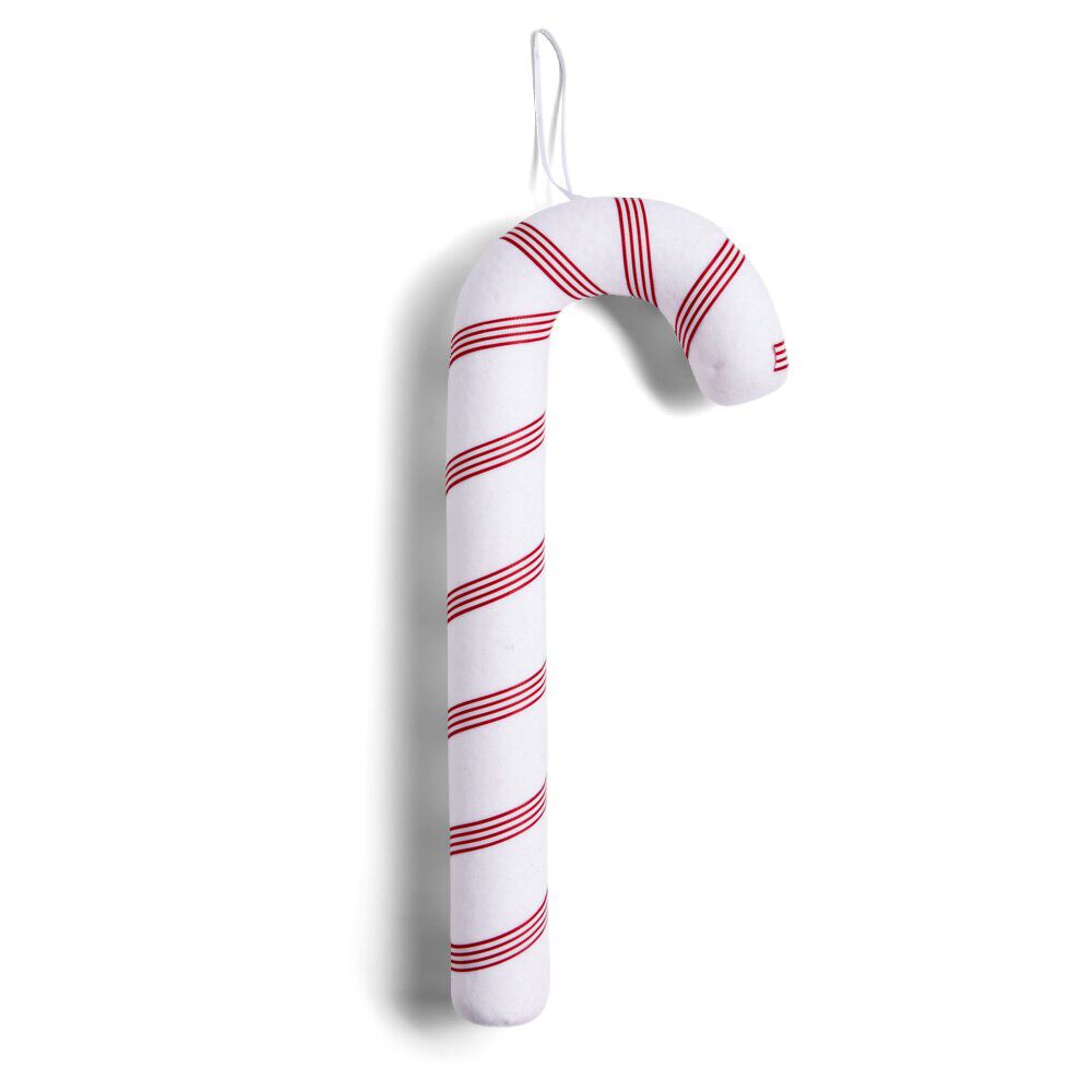 Canne à sucre déco No&euml;l à suspendre blanche H40cm