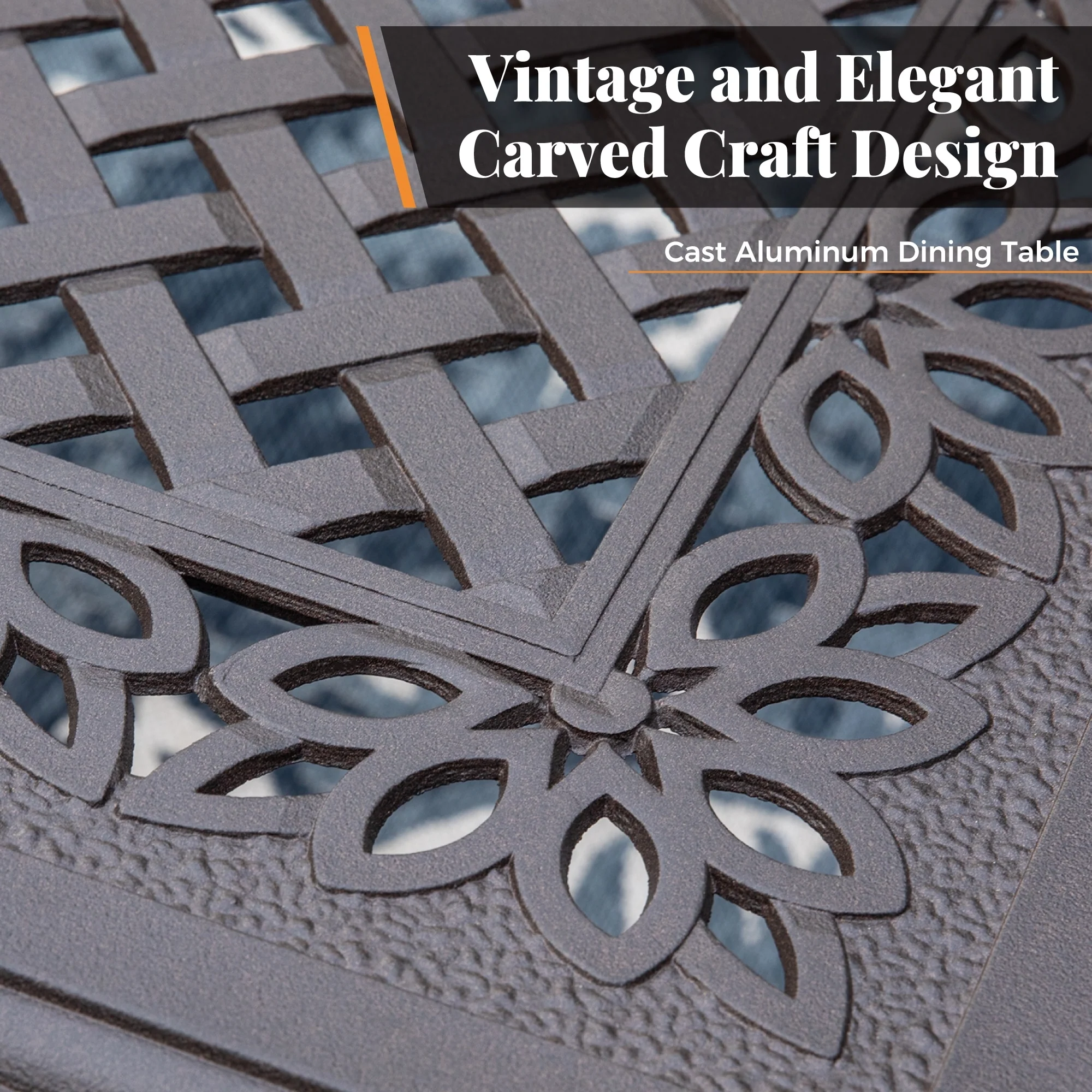 MAISON ARTS Patio Cast Aluminum Dining Table for 8, Square/Expandable Rectangular Table with Umbrella Hole