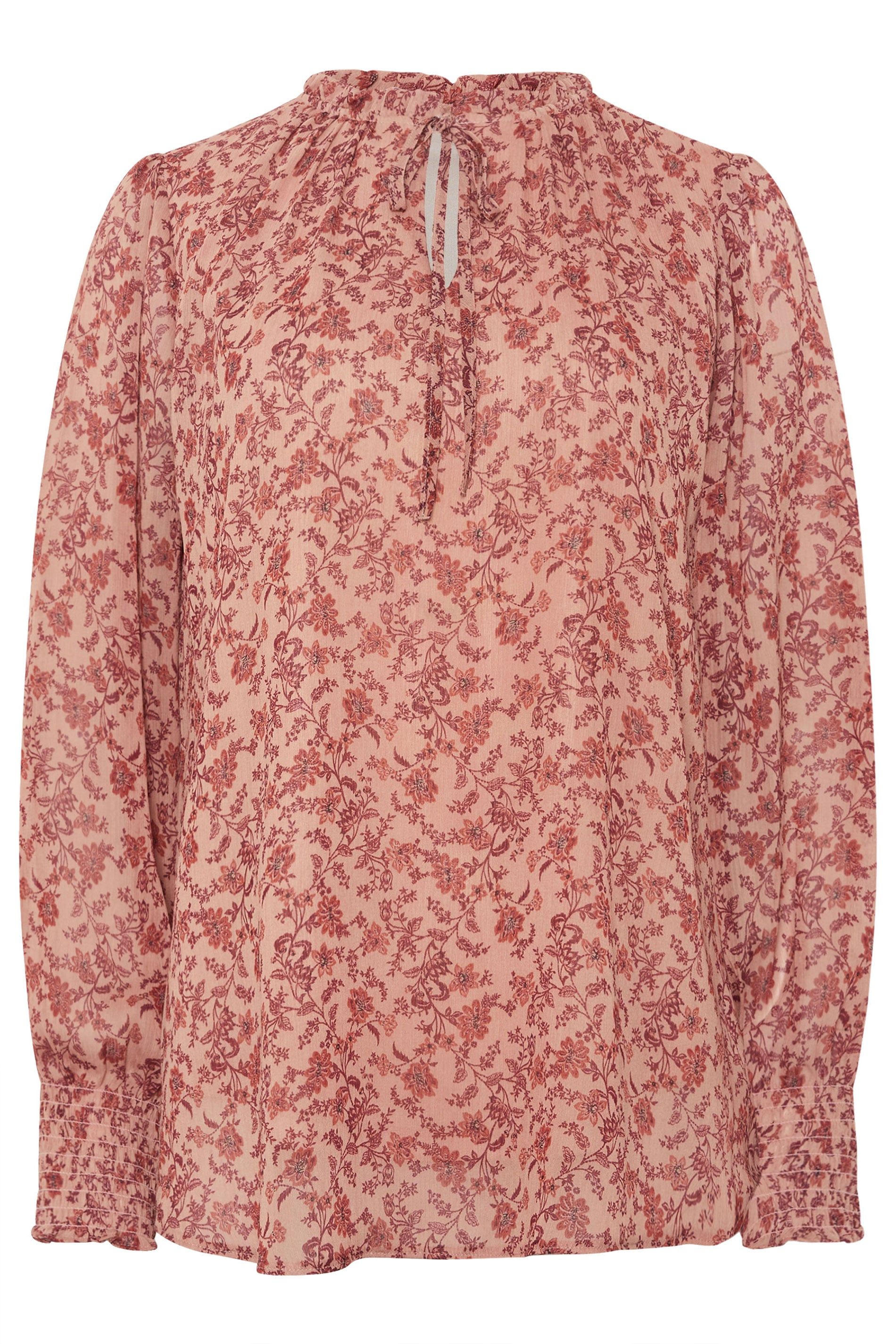 M&Co Floral Tie Neck Blouse