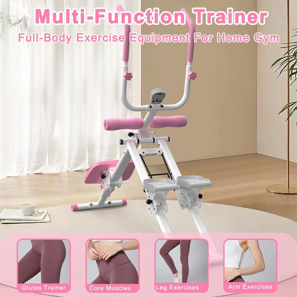 2-in-1 Stair Stepper & Ab Machine, Multi-Function Vertical Climber for Home Gym, Full-Body Cardio & Core Workout Equipment with Adjustable Handlebar, Silent Rollers, 300 LBS Capacity