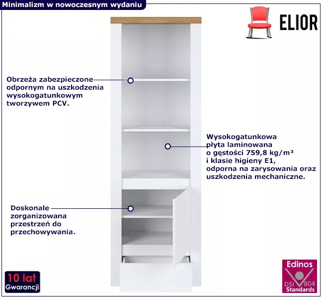 Wąski regał słupek biały - Sarvian