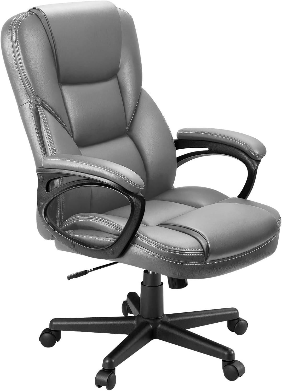 Furmax Office Executive Chair High Back Adjustable Managerial Home Desk Chair, Swivel Computer PU Leather Chair with Lumbar Support (1, Gray)