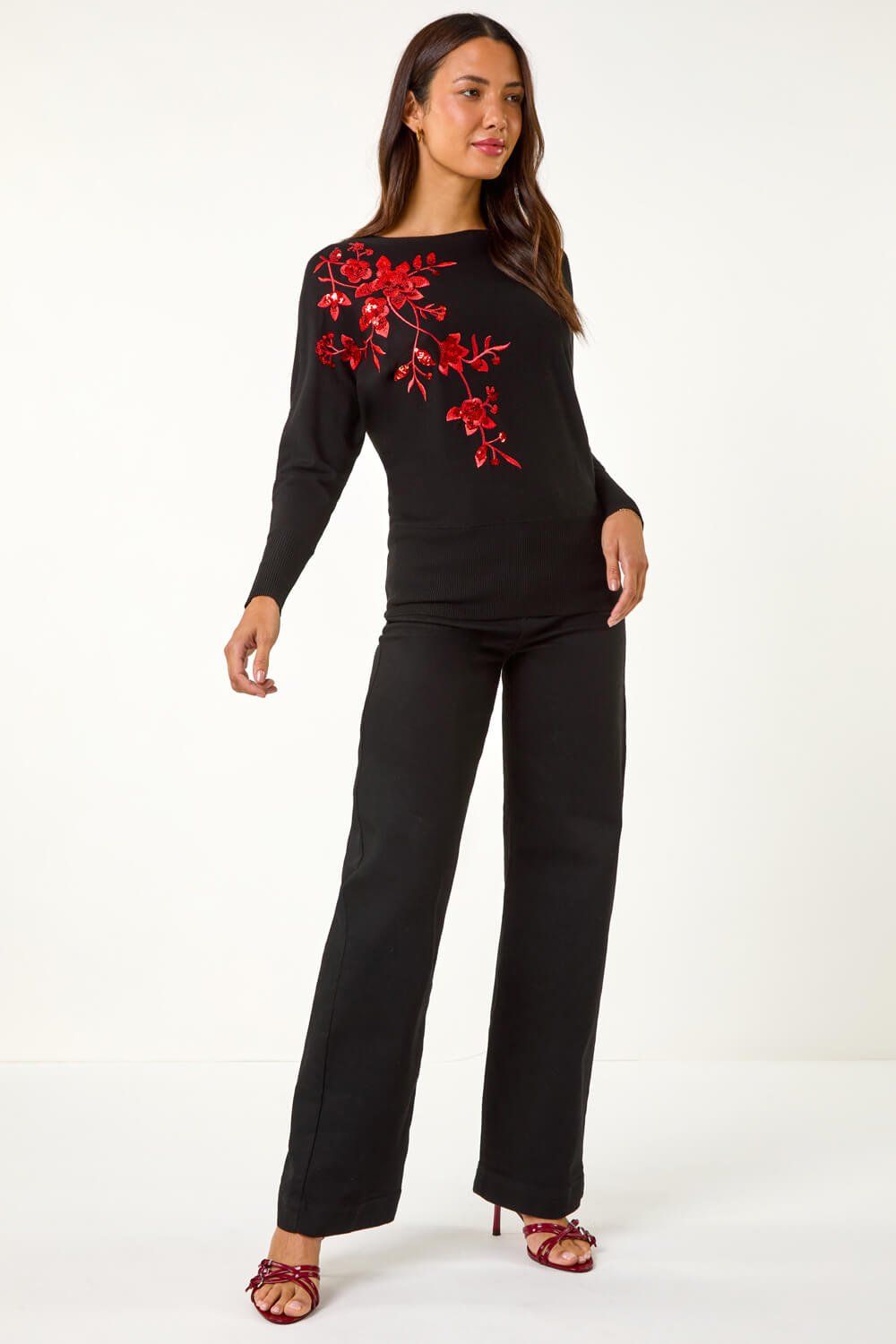 Roman Sparkly Floral Knitted Jumper