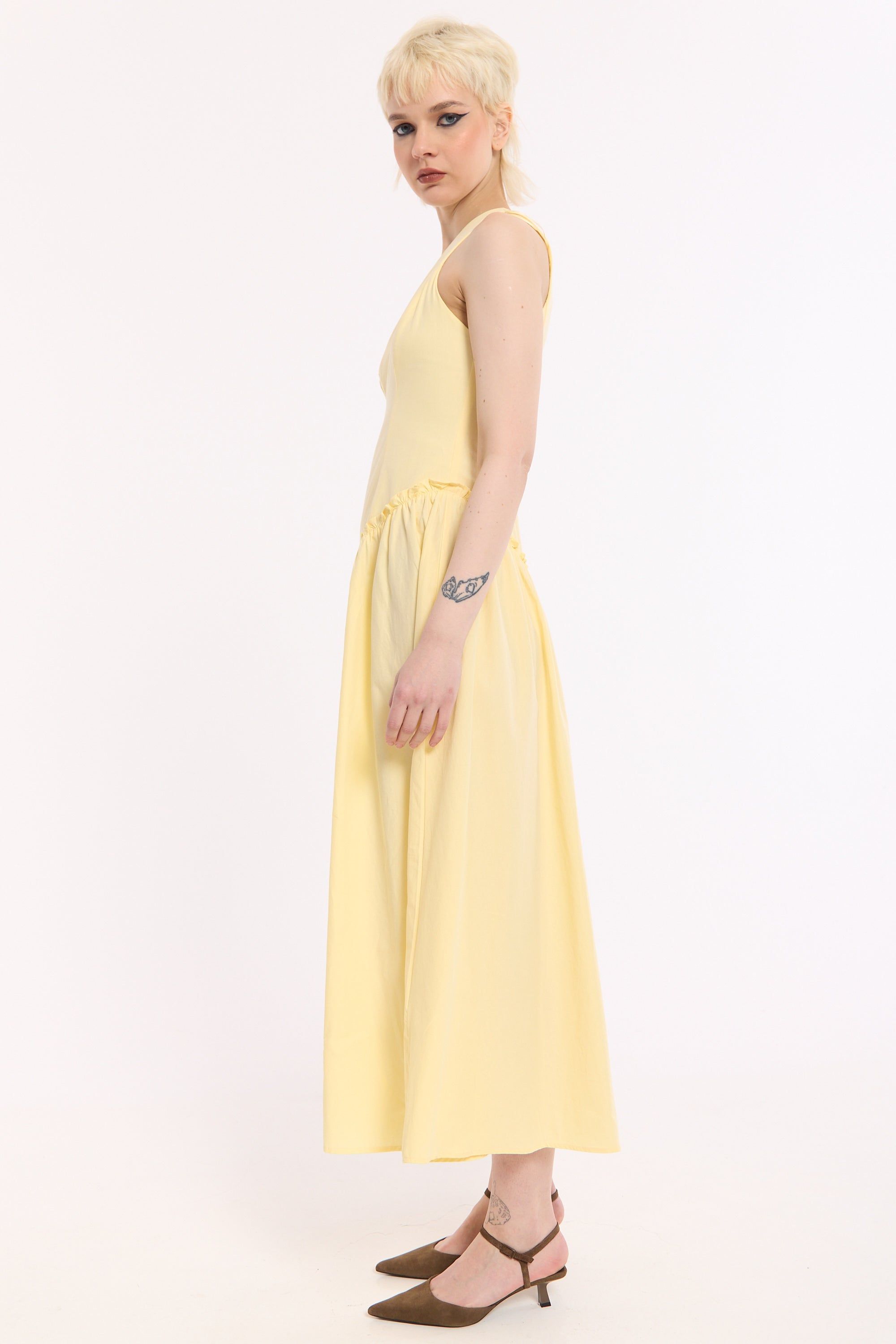 House of Holland Yellow One Shoulder Midi Dress