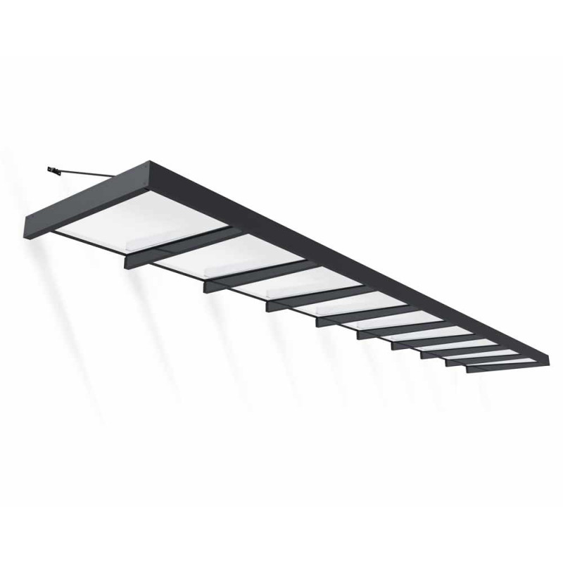 Marquise de porte Sophia XL gris foncé 850 x 140 cm CANOPIA