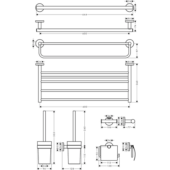 Badewannen-Set, »Logis Universal«, chromfarben