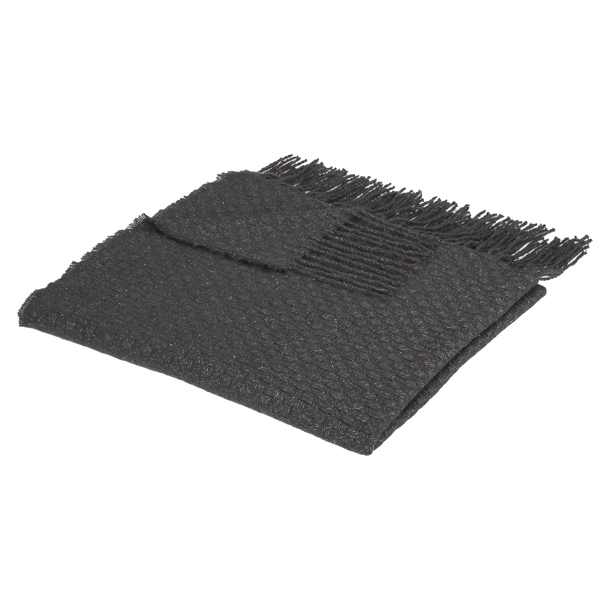 Manta SOUL cinza escuro com franjas 130x180cm