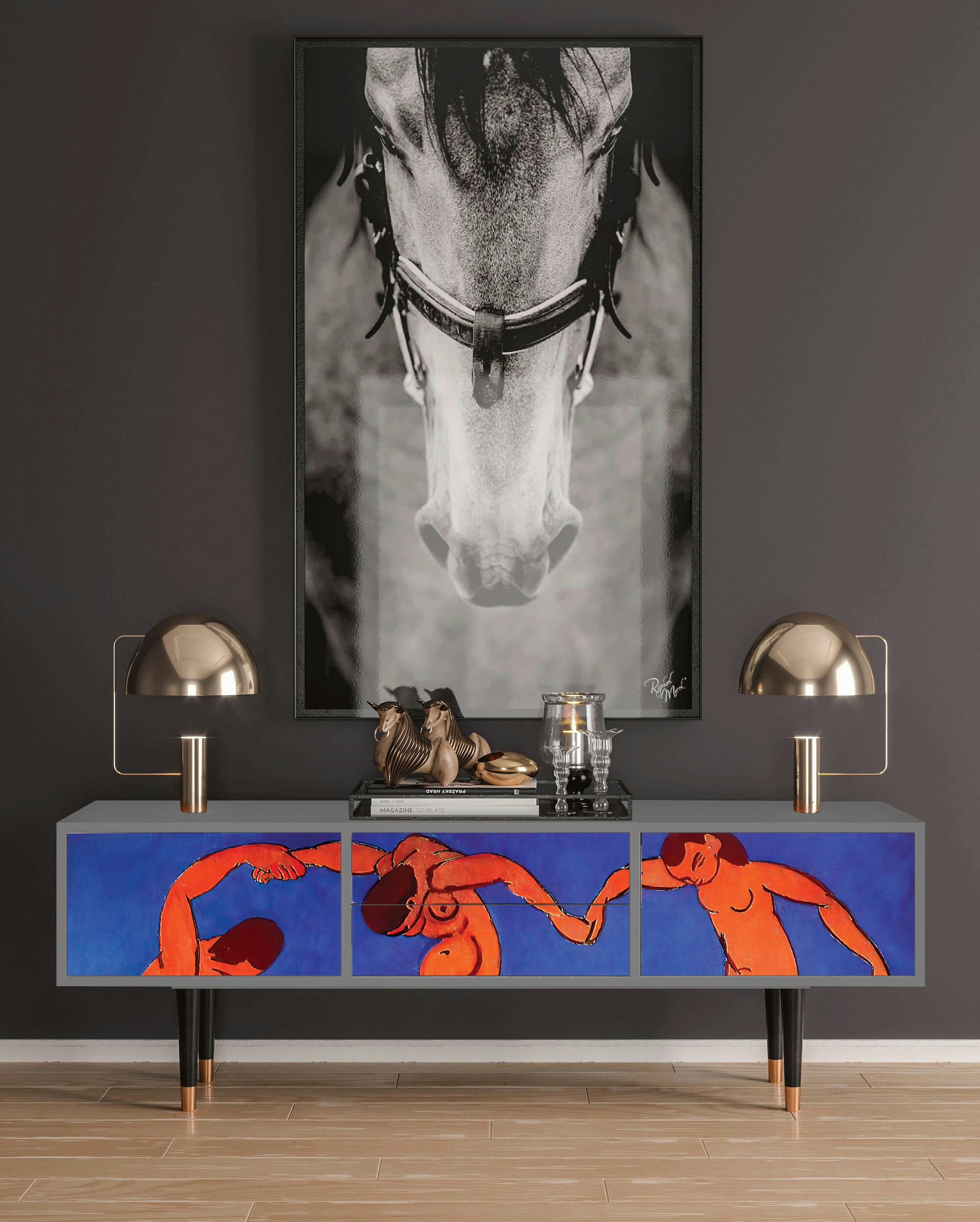 THE DANCE BY HENRI MATISSE - Meuble TV  multicolore 2 tiroirs et 2 portes L 170 cm