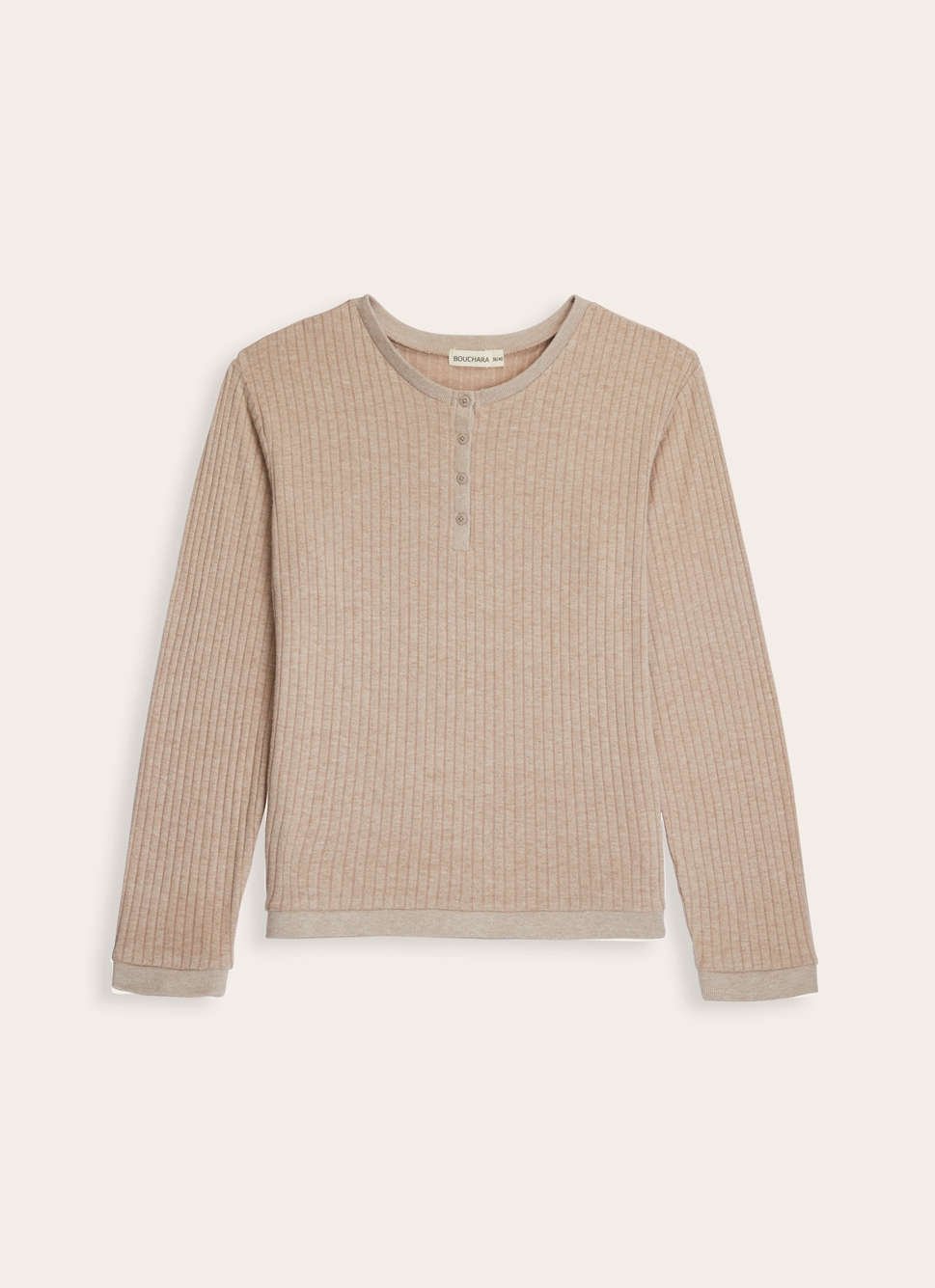 PULL EN MAILLE DOUCE C?TELÉE ROUV BEIGE
