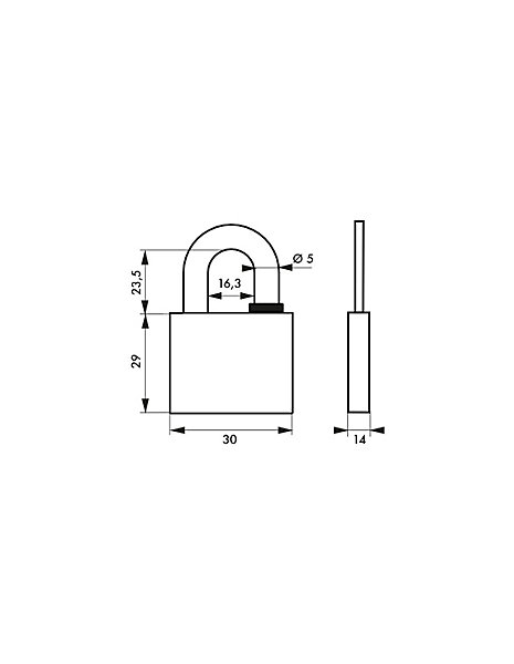 Cadenas à clé Reverso, laiton, extérieur, anse acier, 30mm, 4 clés - THIRARD