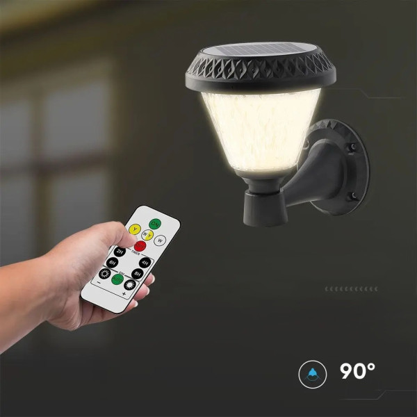 Kinkiet solarny VT-969czarny LED 1x0.8W 75lm IP44 V-TAC