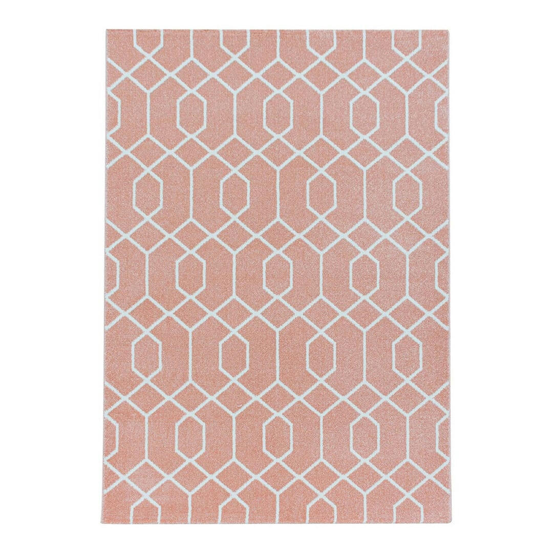 HUPPE - Tapis géométrique scandinave en polypropylène rose 80x250