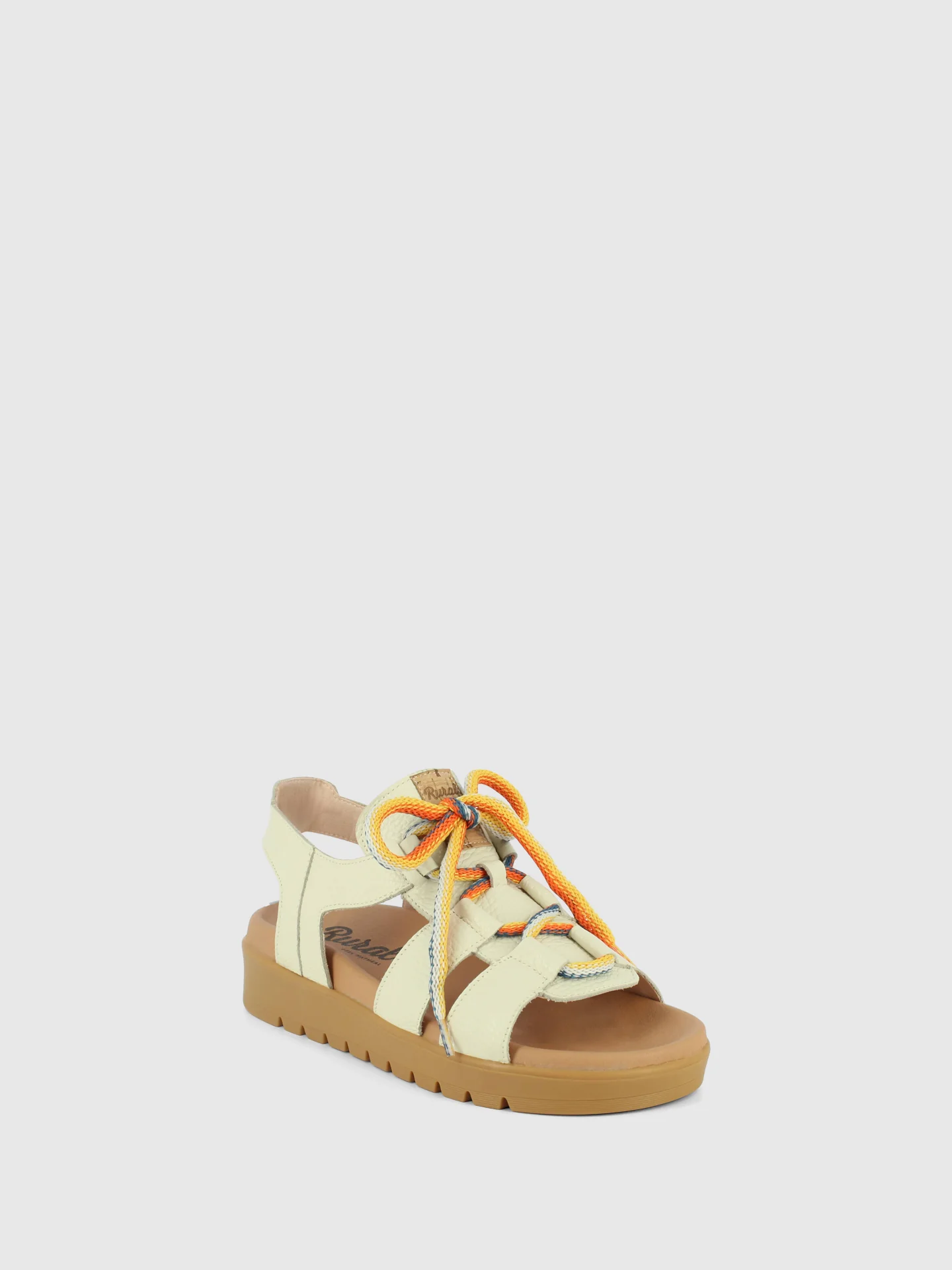 Sandálias com Atacadores em Branco Cru