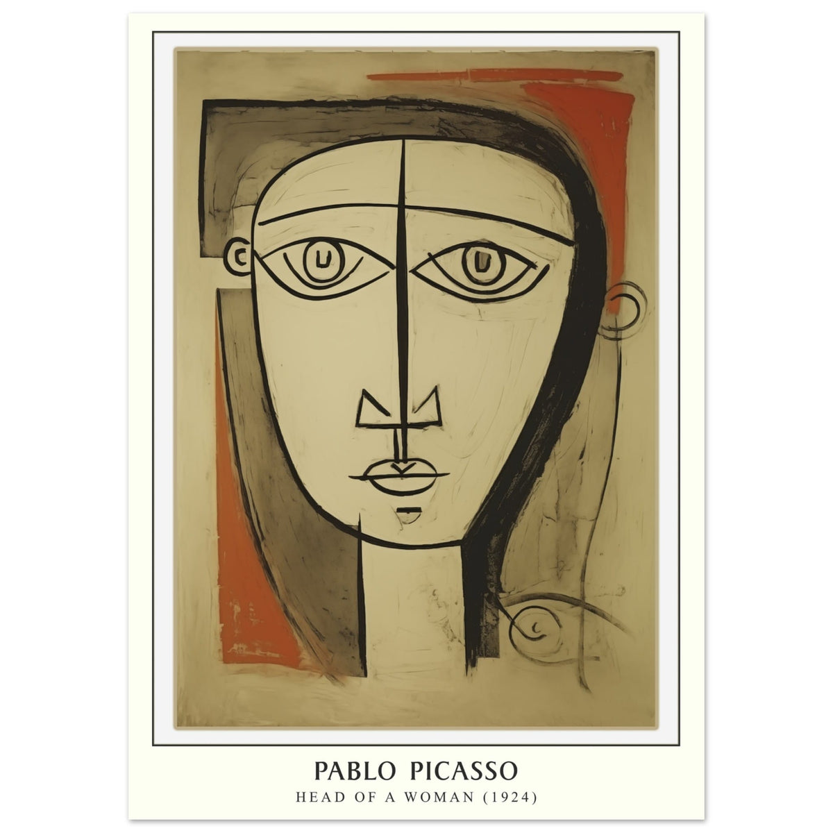 Artfulprints Poster Pablo Picasso - Head of a woman  - 50x70 cm - Bruin