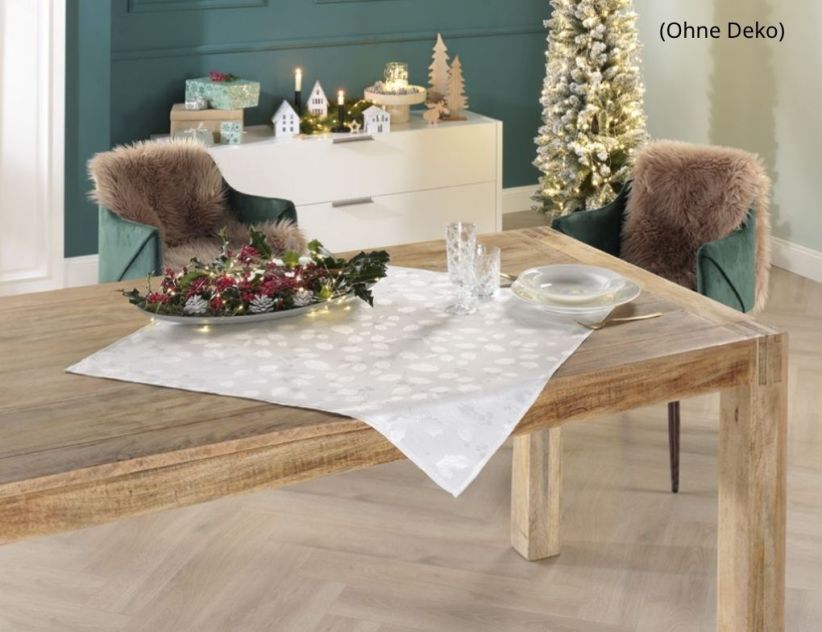 Tischdecke Blätter, Ranken Silber