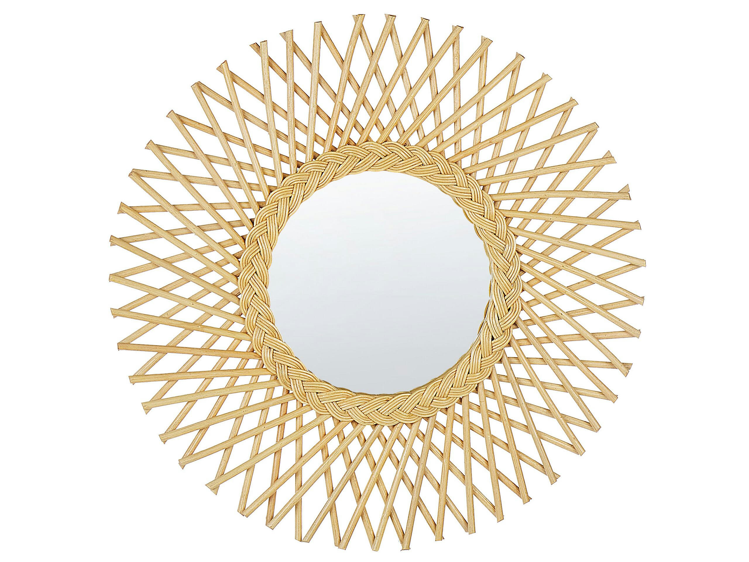 TAGOLU - Miroir en rotin beige 60x60
