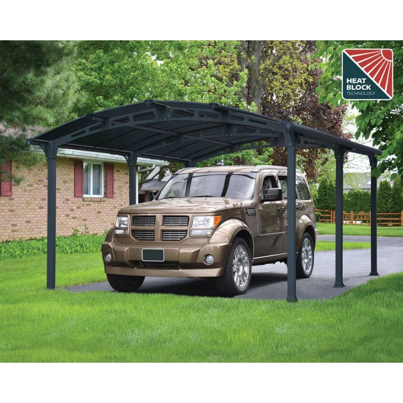 Carport en aluminium Arcadia gris foncé 21,1 m²