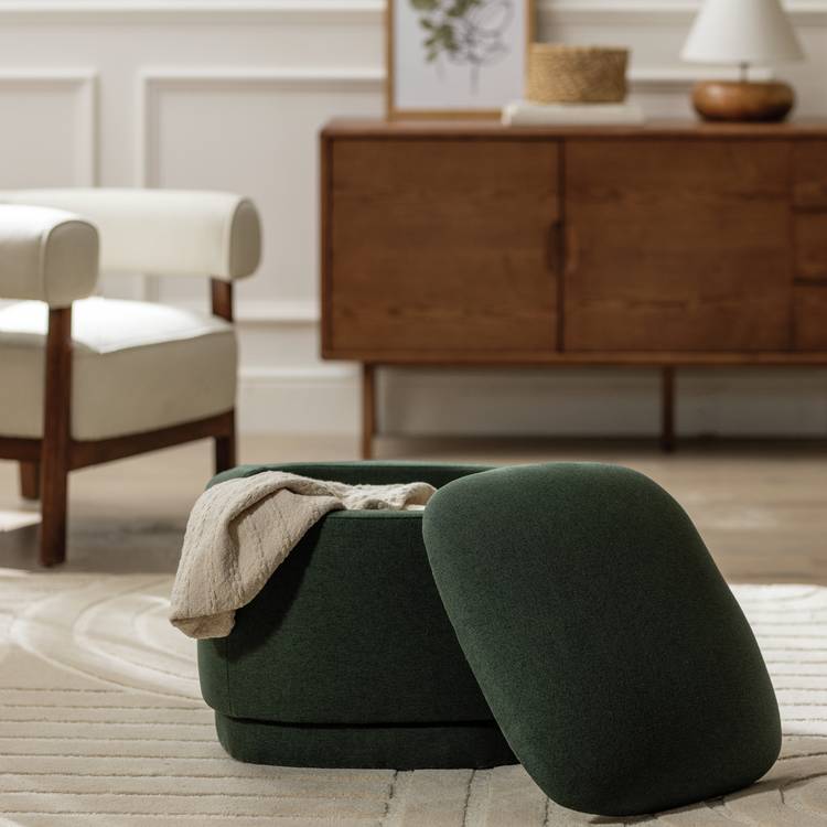 Habitat Polly Fabric Storage Footstool - Green