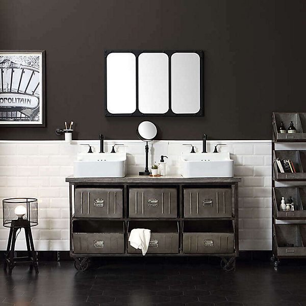 Meuble Industriel en Bois et Métal - 150 cm - Gris - Collection Industrialis
