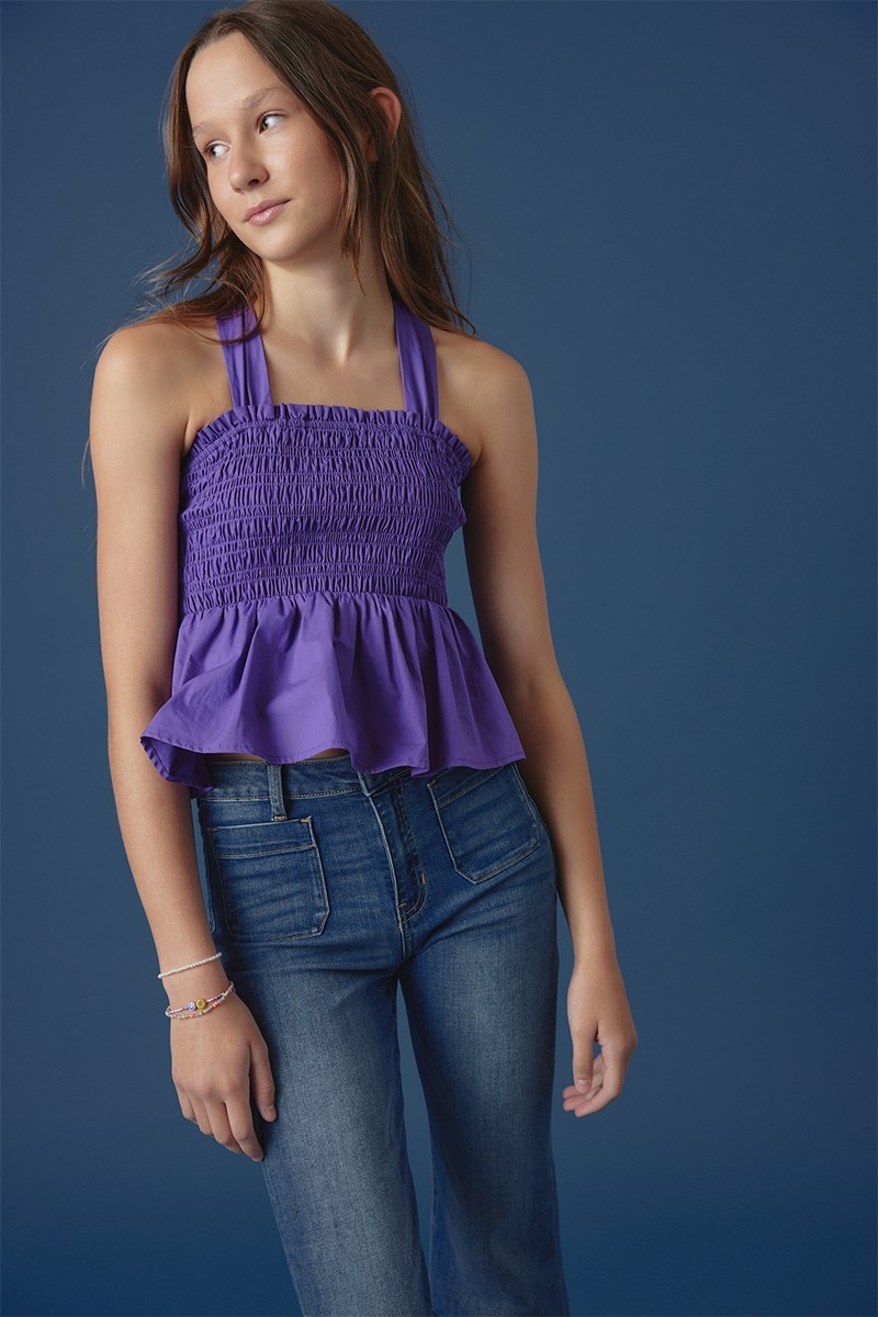 Hello Franki Smocked Tie-Back Top for girls