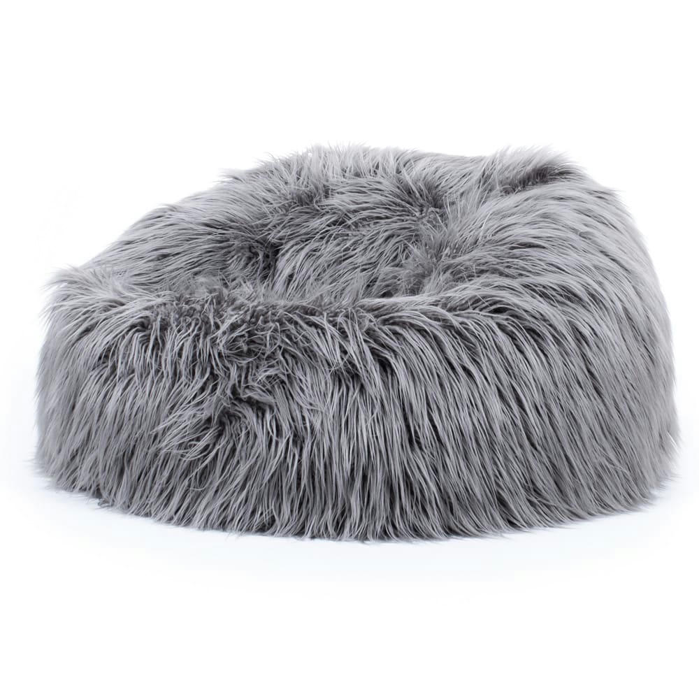 - Pouf fausse fourrure gris anthracite