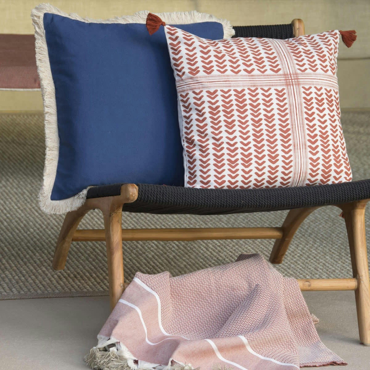 BUDAPEST - Housse de coussin coton  50x50 indigo