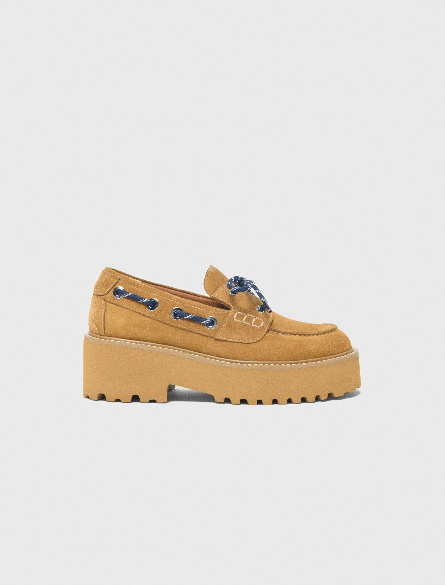 Mocassins bateau suède à plateforme