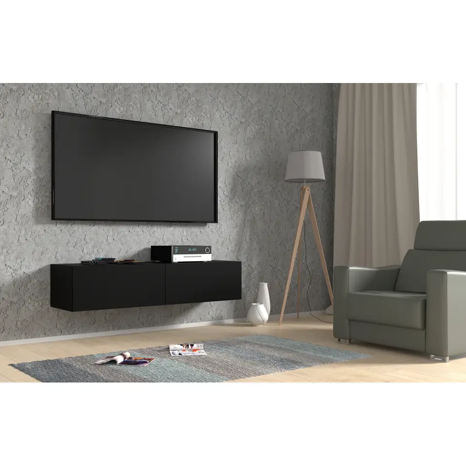TV-meubel Bingo - zwart mat - 140x40x30cm