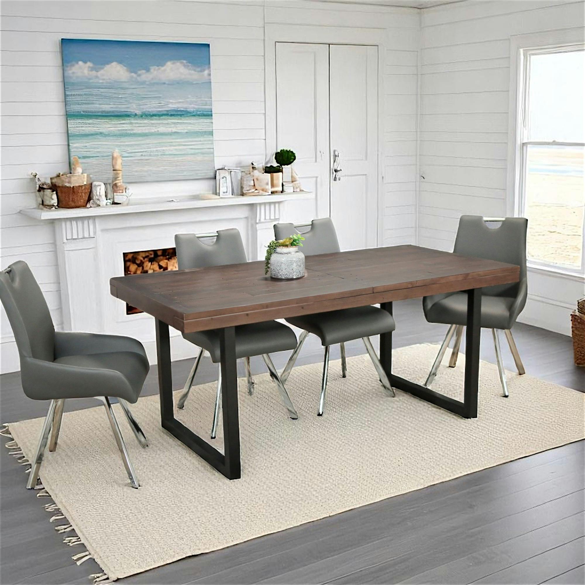 Table de repas extensible bois brun recyclé 180-240 cm SAMOA