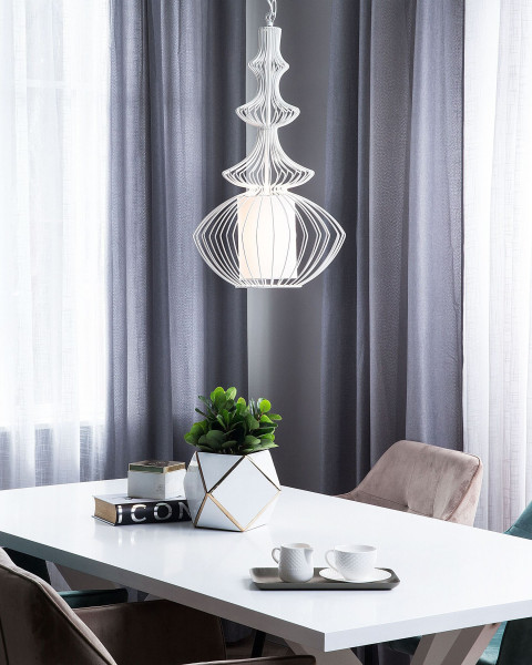 Lampa sufitowa wisząca z drutu biała
