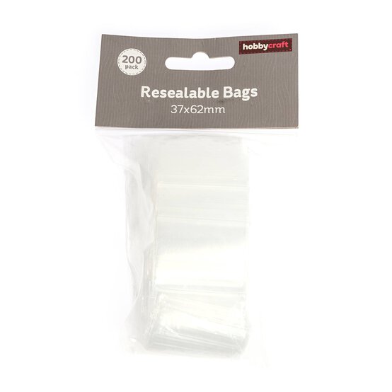 Clear Resealable Bags 37mm x 62mm 200 Pack