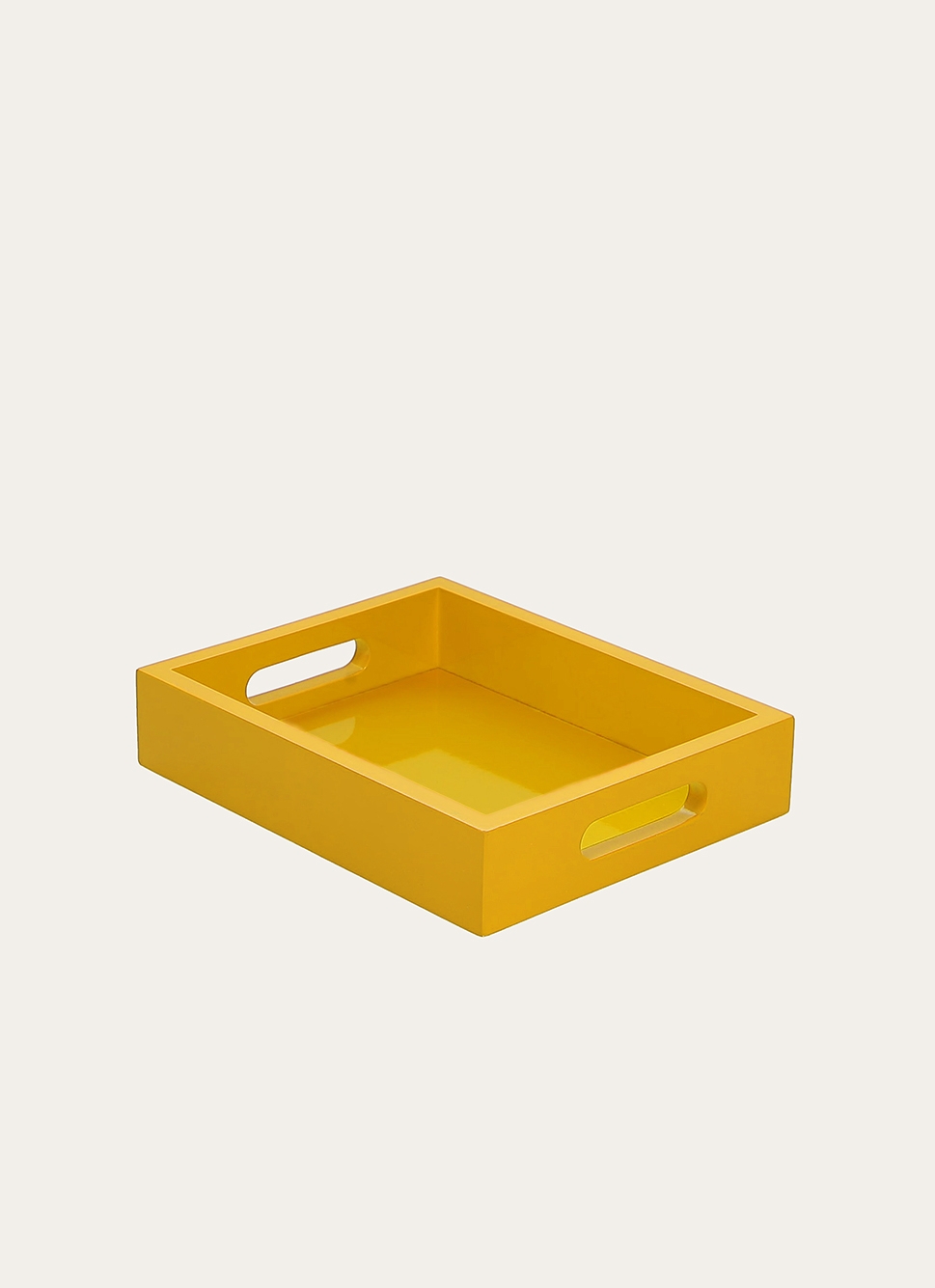 PETIT PLATEAU EN BOIS LAQUÉ MOUTARDE