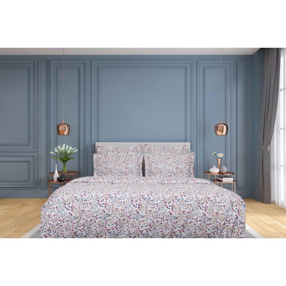 OMBELLIFÈRE SATIN - Drap housse satin de coton 90x190 cm imprimé Ombellifère