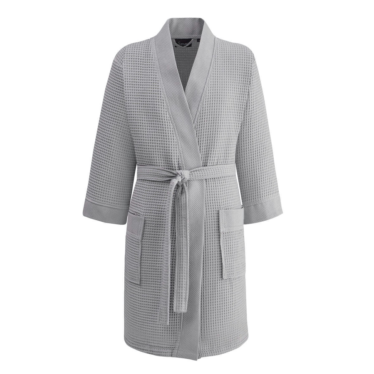 SPA - Peignoir court nid d'abeille  gris perle XL