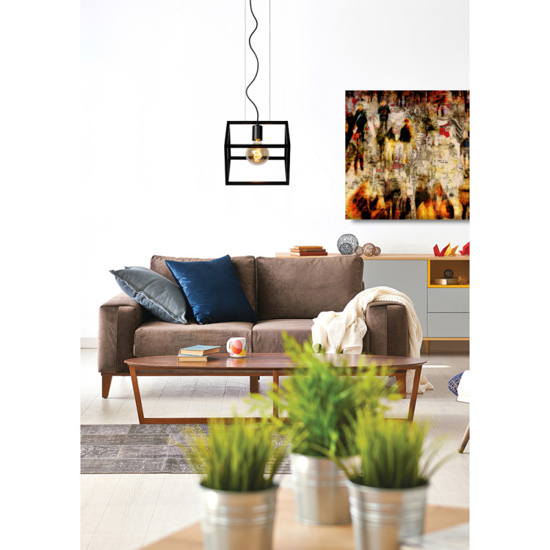 Suspension Fabian noire E27 40 W LUCIDE