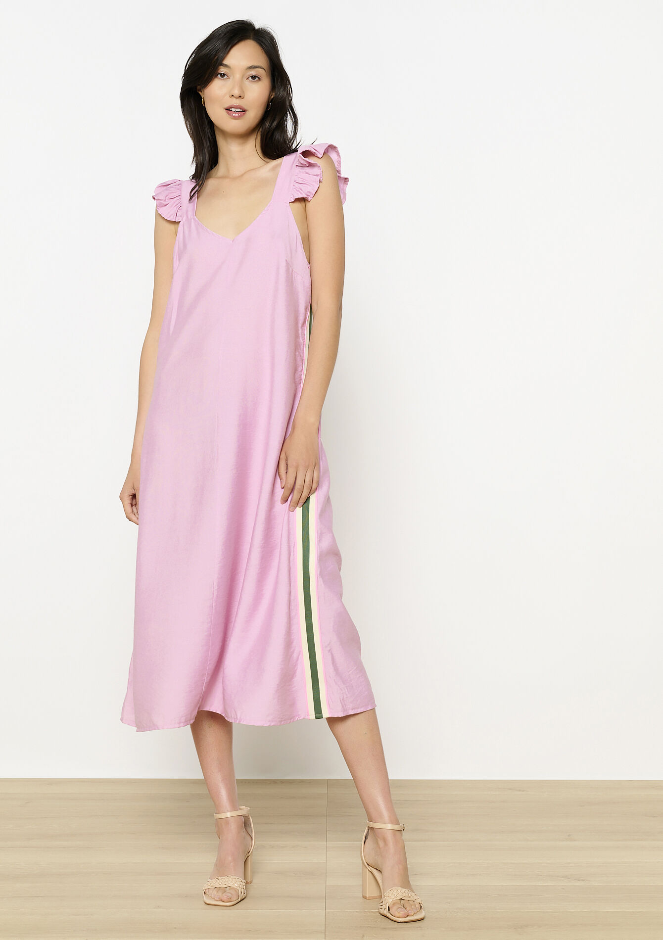 Lange jurk met ruches