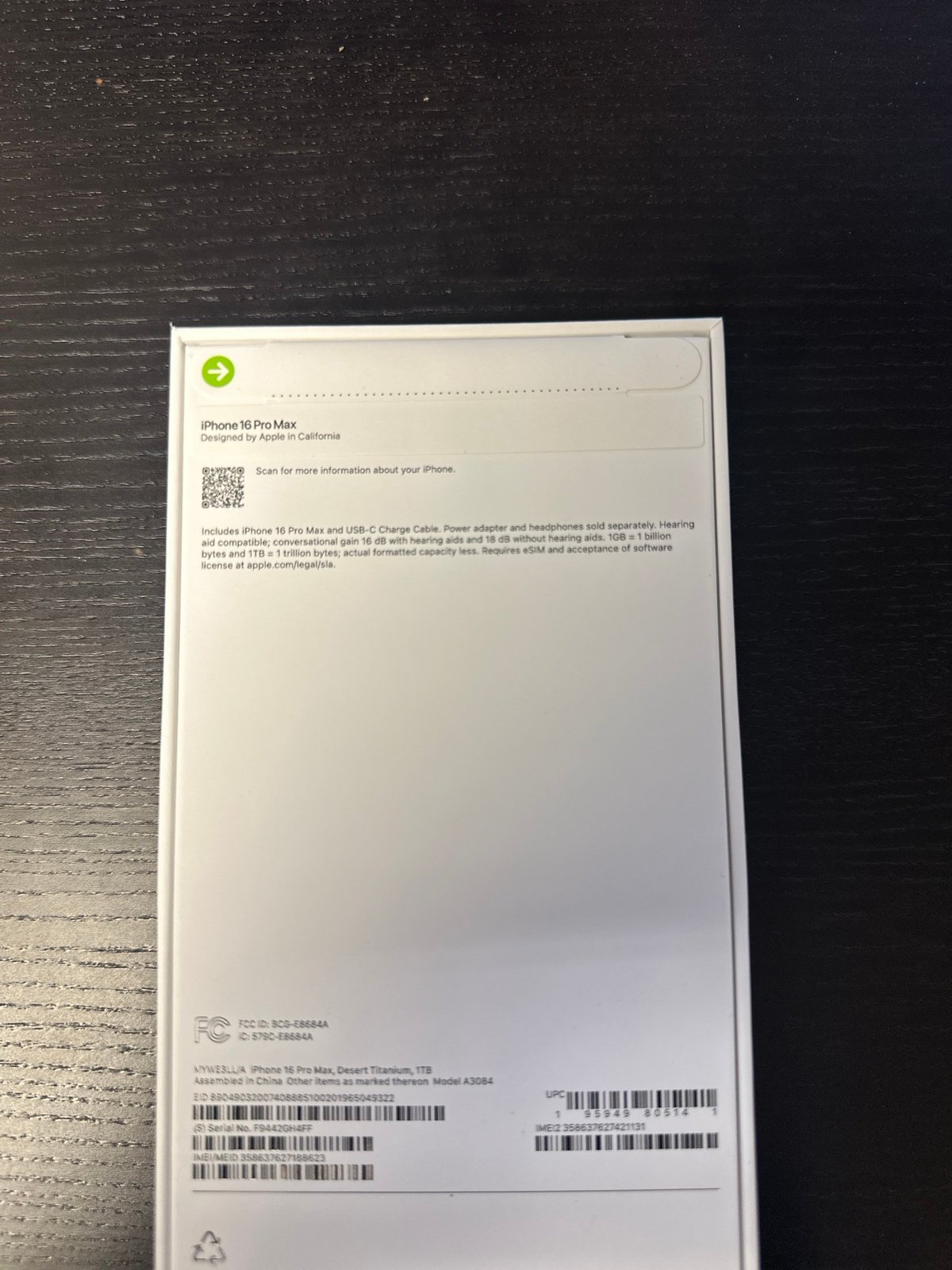 iPhone 16 Pro Max 1tb - AT&T