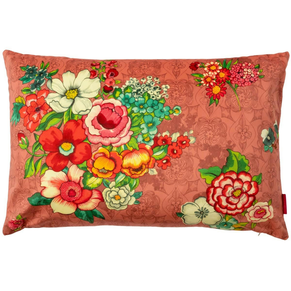 - Housse de coussin velours imprimé fleuri rose 40x60 cm