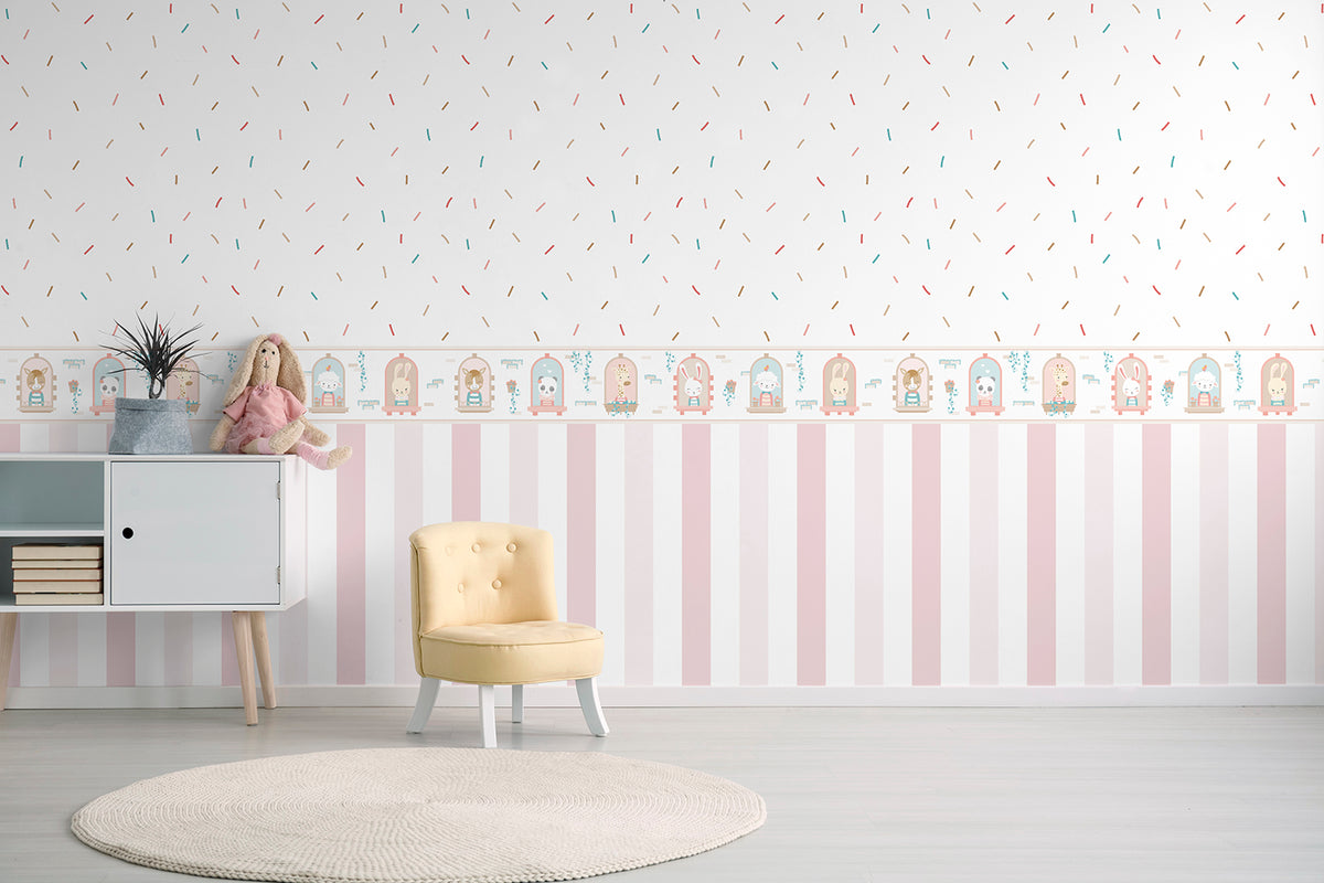 Sanders & Sanders behang strepen zacht roze en wit - 53 cm x 10 m - 640470