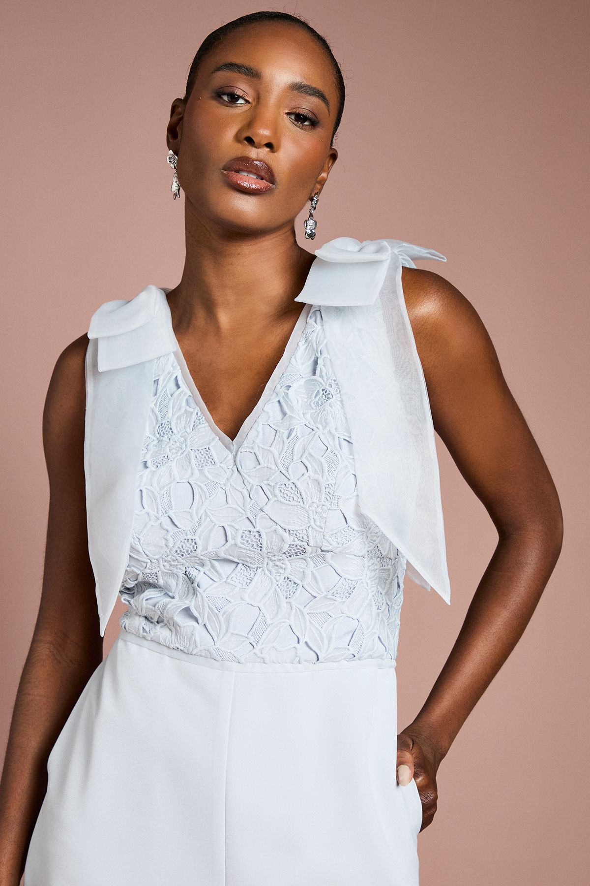 Coast Bow Shoulder Lace Jumpsuit