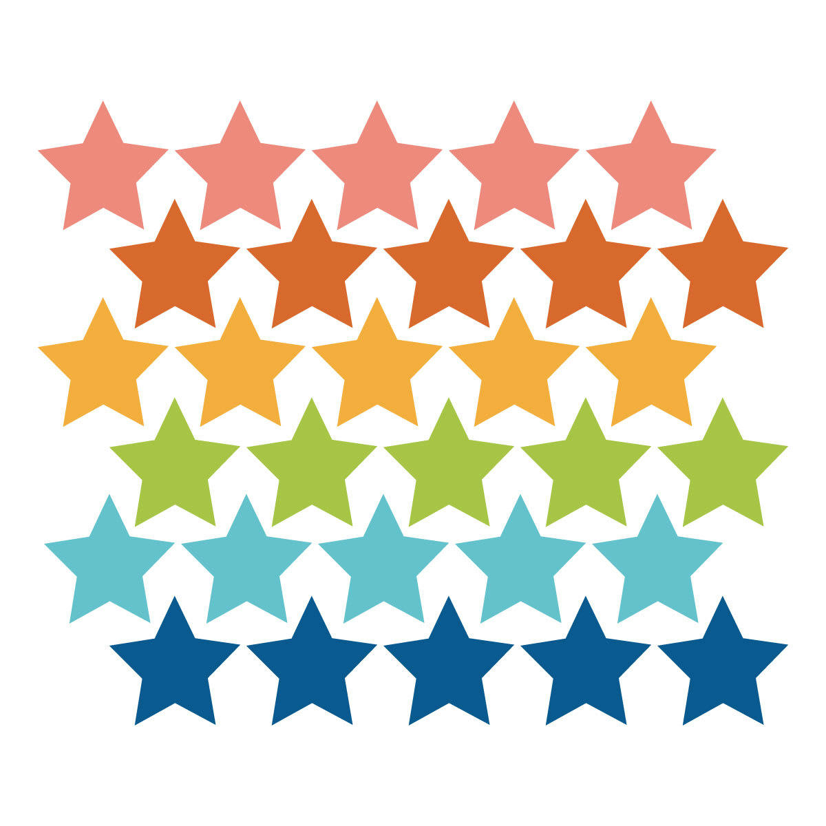 STARS1 - Stickers mureaux en vinyle étoiles multicolor